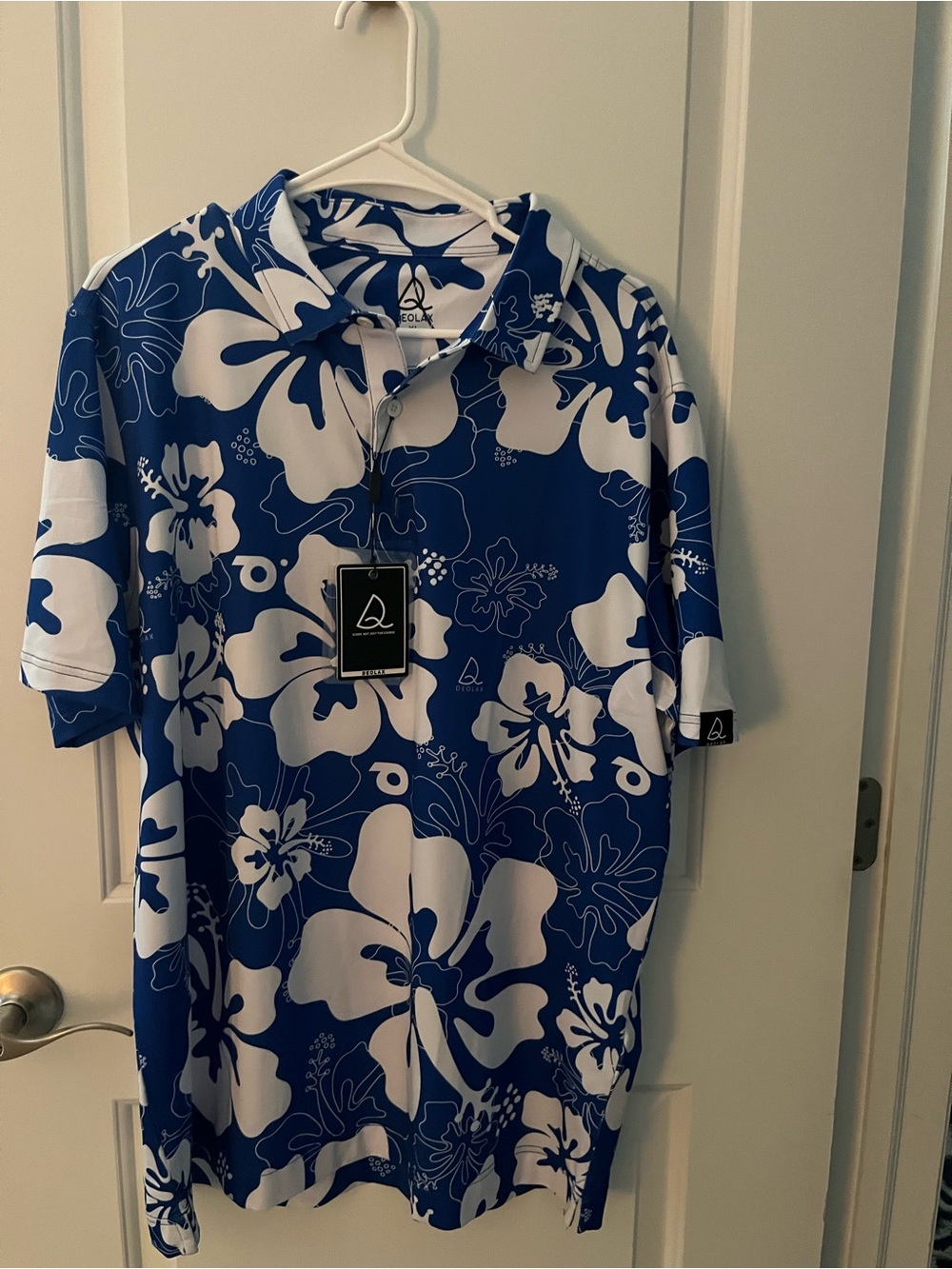 Men's Blue Floral Polo Shirt by AloĒLA